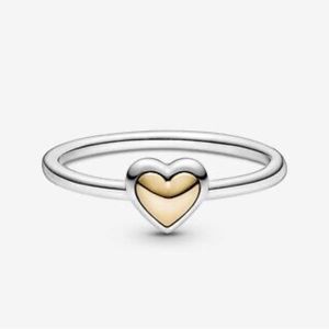 Retired authentic Pandora Domed Heart Two-Tone Ring